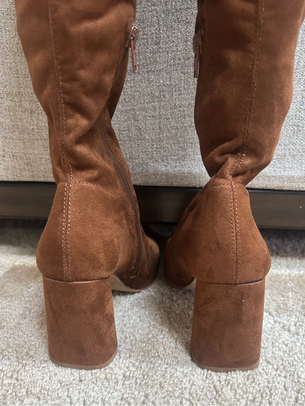 Steve Madden Tall Suede Over-the-Knee Block Heel Boot in Chestnut Brown